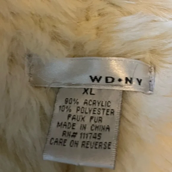 WD NY Faux Suede & Fur Vest Cream & Tan SZ L - Picture 7 of 10
